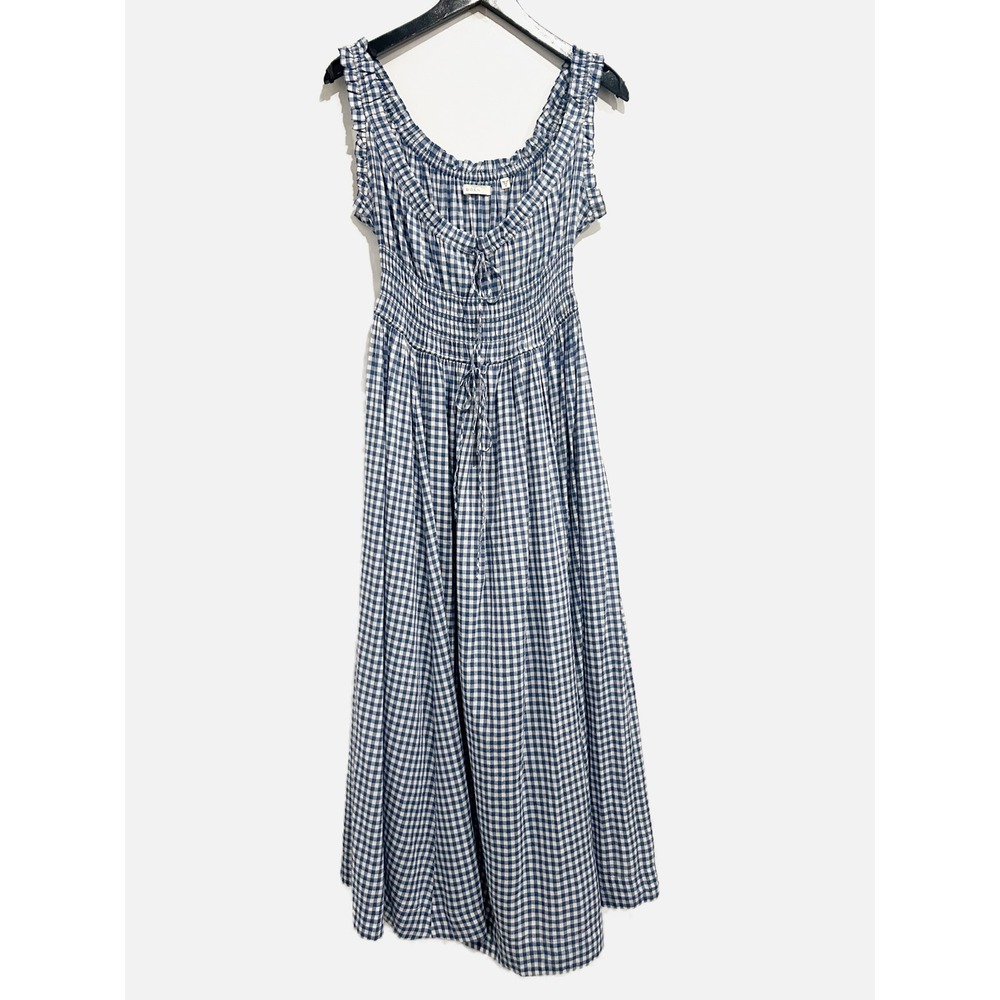Doen Emmaretta Midi Dress in Blue Gingham Size Medium - Picture 5 of 14